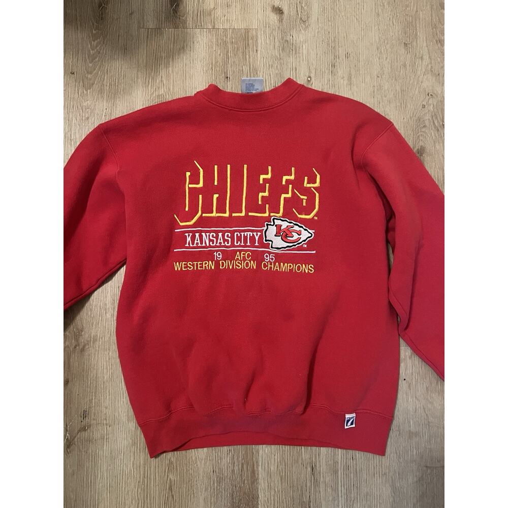 Vintage 7 Logo KC Chiefs Crewneck Sweatshirt L Western Devision Champs 1995